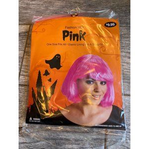 NWT Pink Party Bob Hair Wigs Short Halloween Full Wig Cosplay Costume Adult size
